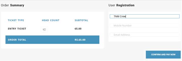 Science city ticket booking - order summary